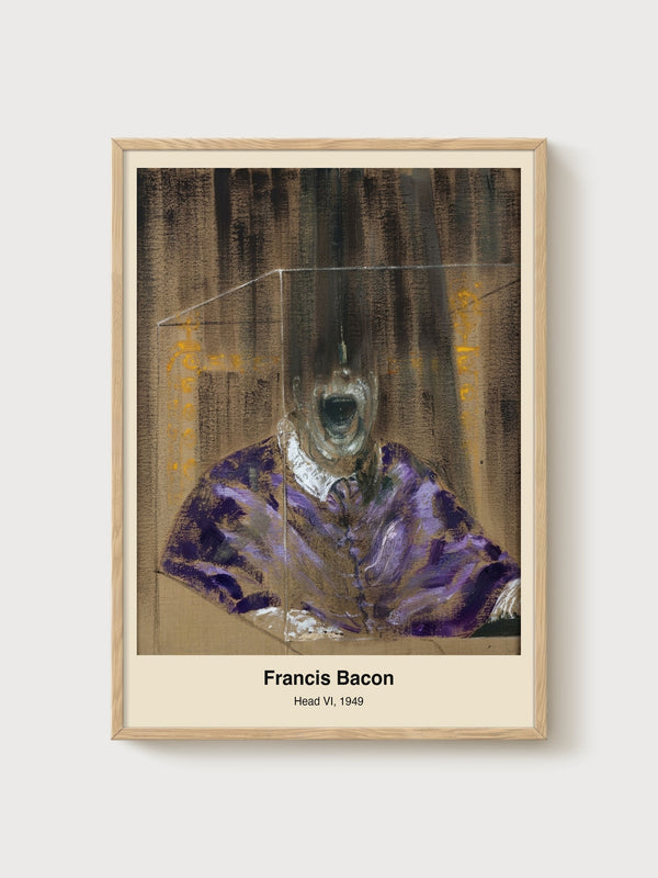 Francis Bacon Head VI Print poster in oak frame