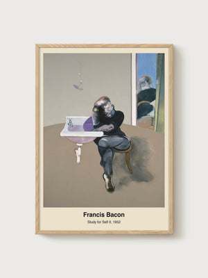 Francis Bacon Study for Self II Print poster in oak frame