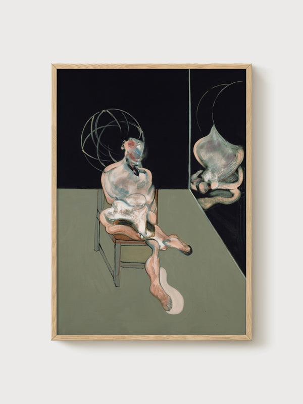 Francis Bacon Seated Figure Print poster in oak frame