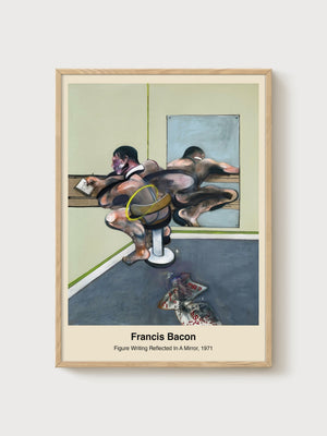 Francis Bacon Figure Writing Reflected In A Mirror poster in oak frame