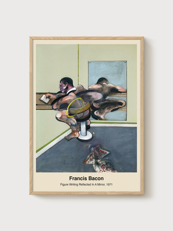 Francis Bacon Figure Writing Reflected In A Mirror poster in oak frame