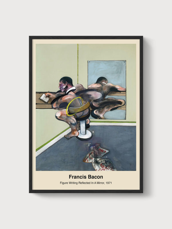 Francis Bacon Figure Writing Reflected In A Mirror poster in black frame