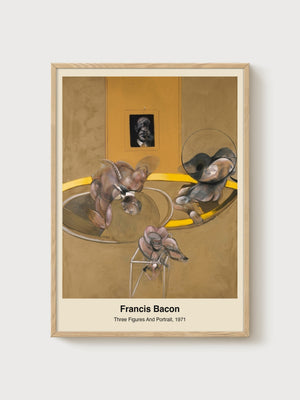 Francis Bacon Three Figures And Portrait poster in oak frame