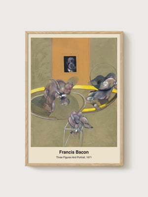 Francis Bacon Three Figures Portrait Print poster in oak frame