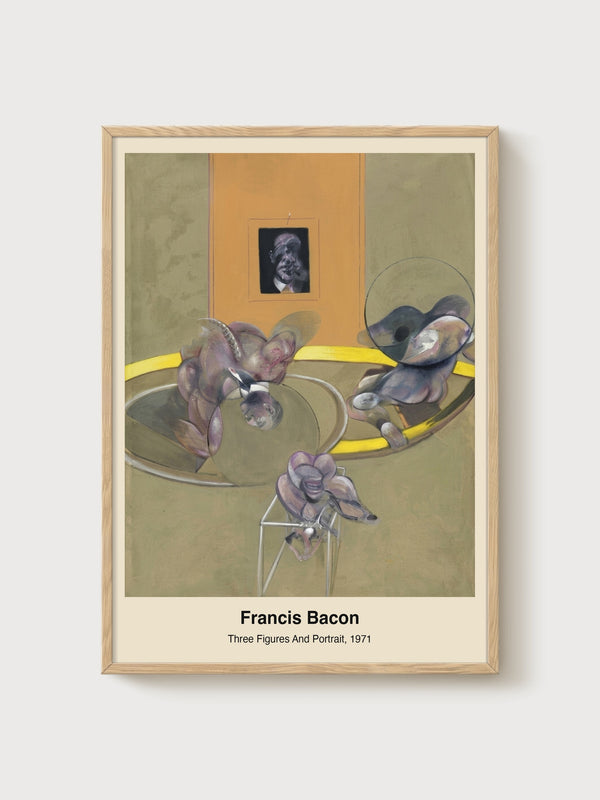 Francis Bacon Three Figures Portrait Print poster in oak frame