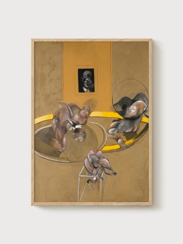 Francis Bacon Three Figures And Portrait poster in oak frame