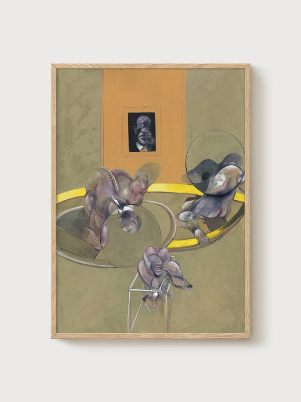 Francis Bacon Three Figures Portrait Print poster in oak frame