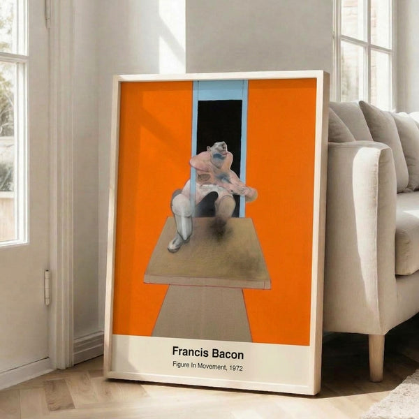 Modern abstract print featuring a distorted human silhouette in cream and charcoal, framed on wall with deeply melancholic and existential character.