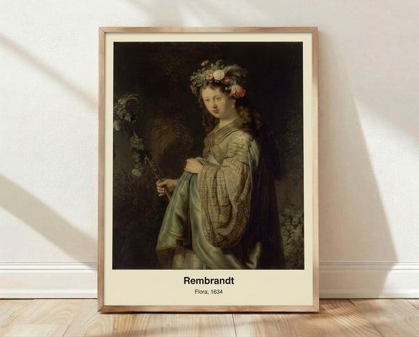 Romantic portrait of a woman adorned with flowers and gold accessories, painted in warm cream and rose tones with impressionistic brushwork suggesting spring renewal.