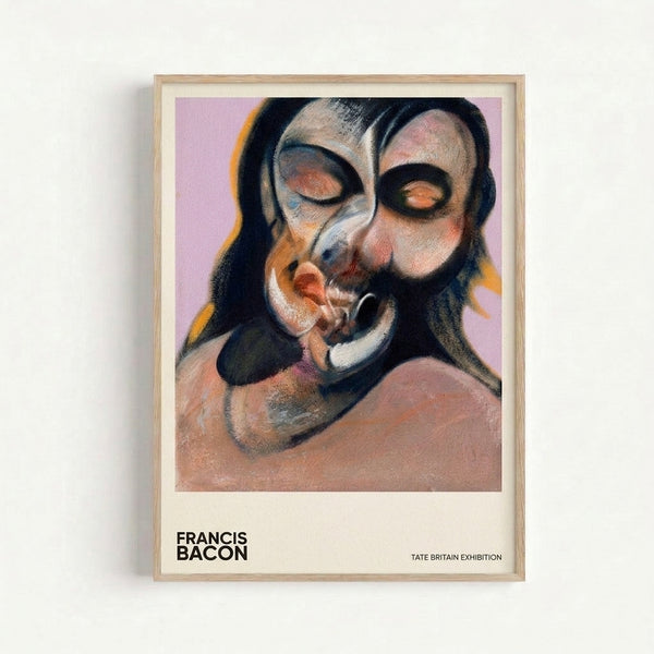 Framed art print showing a contorted face rendered in muted flesh tones and cream against dark charcoal, evoking unsettling psychological themes.