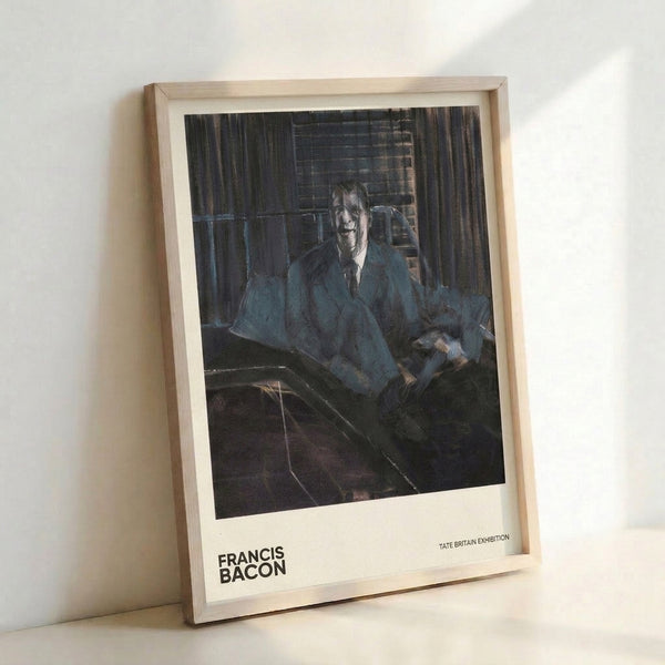 Dark, introspective portrait study of a man in cream and charcoal hues, painted in an abstract modern style that evokes unsettling psychological depth.