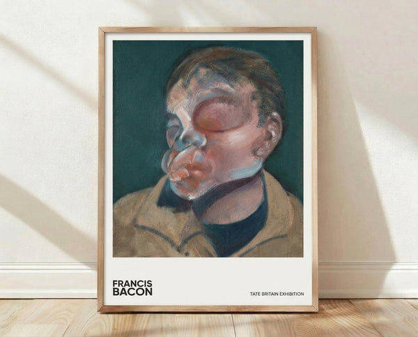 Expressionistic portrait study in teal, ochre, and mauve tones depicting a contemplative man's face with loose, gestural brushwork characteristic of modern figurative painting.