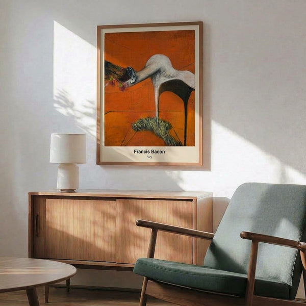 Modern abstract wall art in dark tones featuring distorted, layered forms suggesting inner fury and emotional volatility through surreal expressionist brushwork.