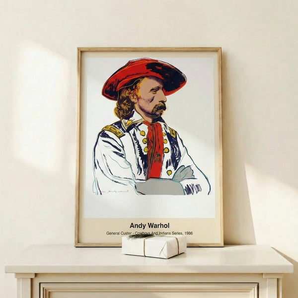 High-contrast silkscreen pop art poster showing a historical man's portrait in bold, bright hues with glamorous and commanding presence.