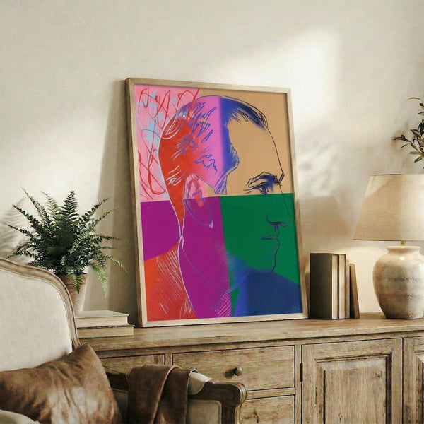 George Gershwin framed pop art poster with striking color contrasts and simplified forms, part of the iconic Ten Portraits series in contemporary pop style.