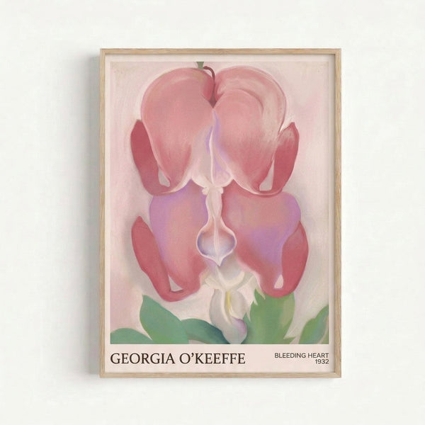 Intimate botanical study of a bleeding heart bloom rendered in deep rose and cream tones with flowing Art Nouveau composition.