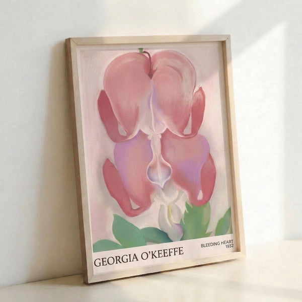Serene close-up of bleeding heart flower petals in soft pink and lavender with contemplative, sensual quality in vintage botanical art style.