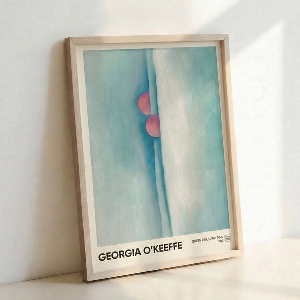 Soft abstract wall art displaying layered curved lines in pale green and pink hues with cream accents, evoking a peaceful and sensual aesthetic.