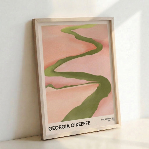 Framed modern abstract artwork with sensual pink and sage tones creating a meditative focal point in soft, organic brushwork.