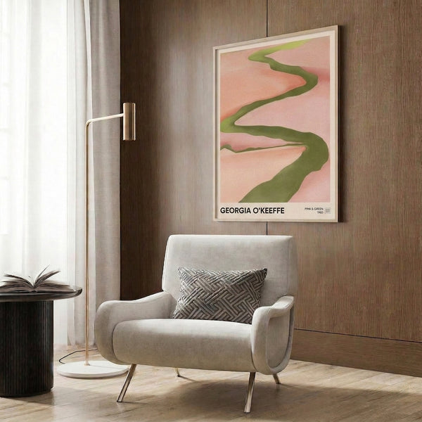 Abstract wall art featuring calm pink and sage palette with organic minimalist forms, creating a meditative and sensual visual experience.