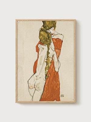 Egon Schiele Print poster in oak frame