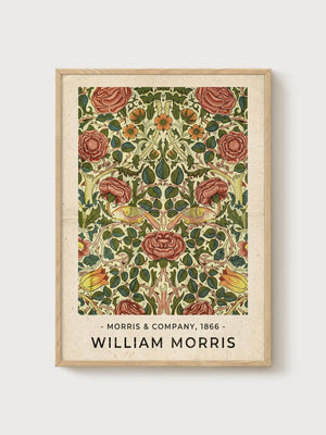 William Morris Print poster in oak frame