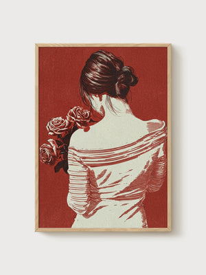 Art Nouveau Print poster in oak frame