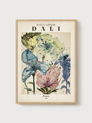 Salvador Dali Fleurs Print poster in oak frame