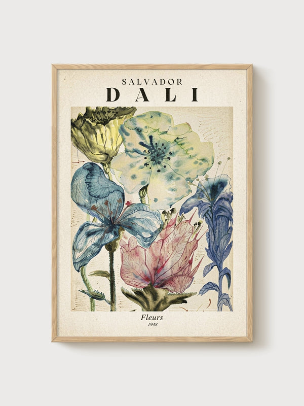 Salvador Dali Fleurs Print poster in oak frame