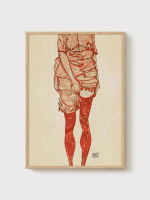 Egon Schiele Print poster in oak frame