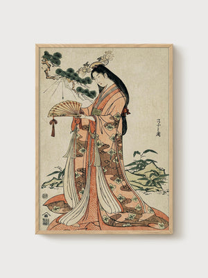 Japanese Wall Art poster in oak frame