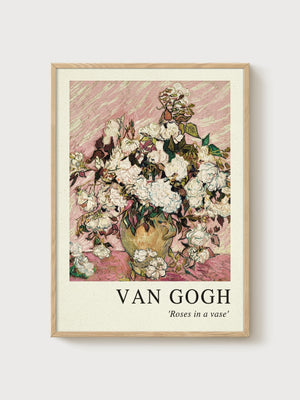 Vincent van Gogh Roses Print poster in oak frame