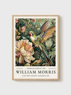 William Morris Print poster in oak frame