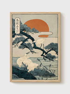 Katsushika Hokusai Print poster in oak frame