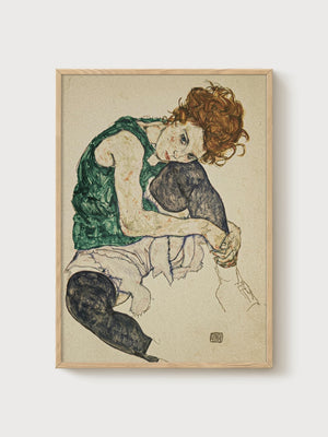 Egon Schiele Print poster in oak frame