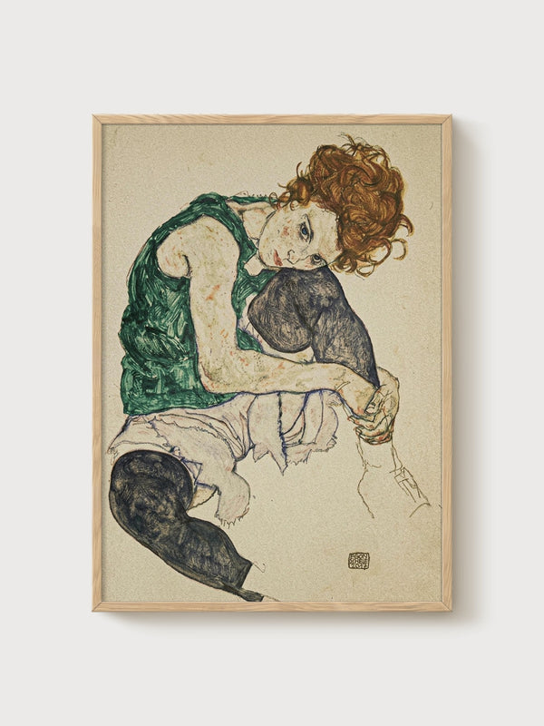 Egon Schiele Print poster in oak frame