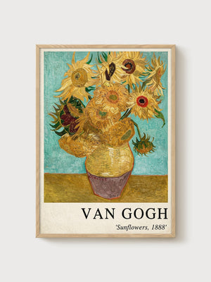 Vincent van Gogh Sunflowers Print poster in oak frame
