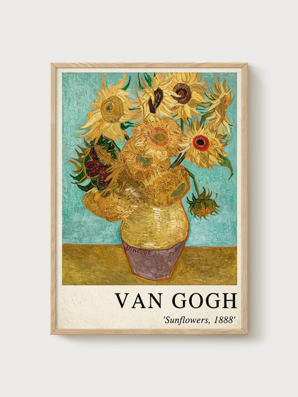 Vincent van Gogh Sunflowers Print poster in oak frame