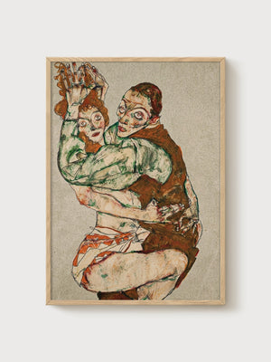 Egon Schiele Print poster in oak frame