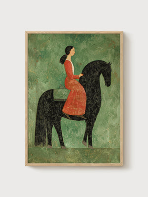 Folk Art Print poster in oak frame
