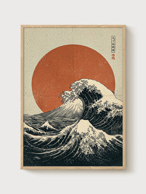 Katsushika Hokusai poster in oak frame