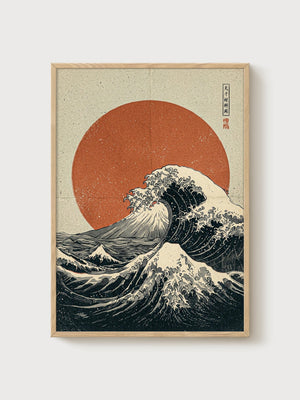 Katsushika Hokusai poster in oak frame