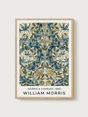 William Morris Print poster in oak frame