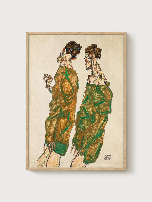 Egon Schiele Print poster in oak frame