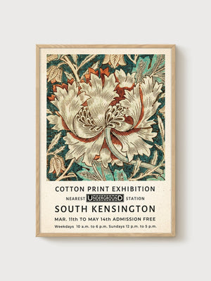 William Morris Print poster in oak frame
