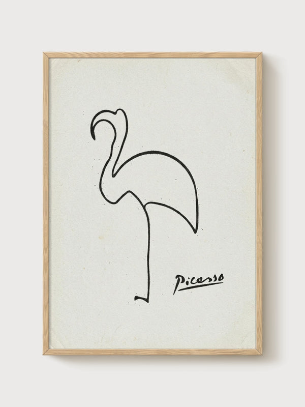 Pablo Picasso Flamingo Print poster in oak frame