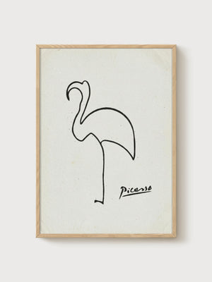 Pablo Picasso Flamingo Print poster in oak frame
