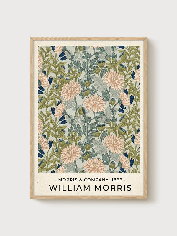 William Morris Print poster in oak frame