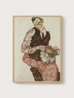 Egon Schiele Print poster in oak frame