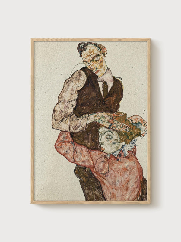 Egon Schiele Print poster in oak frame